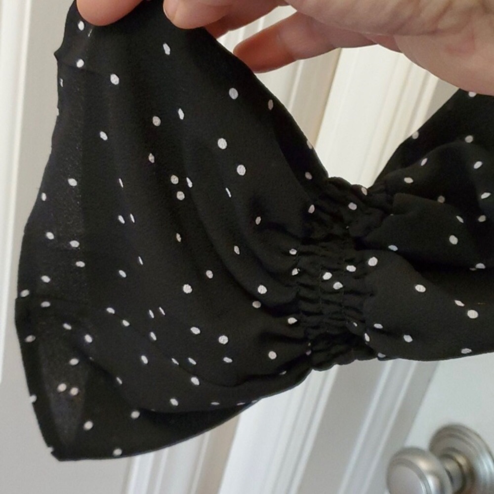White House Black Market Black Blouse with White Dot Print - Picture 4 of 6